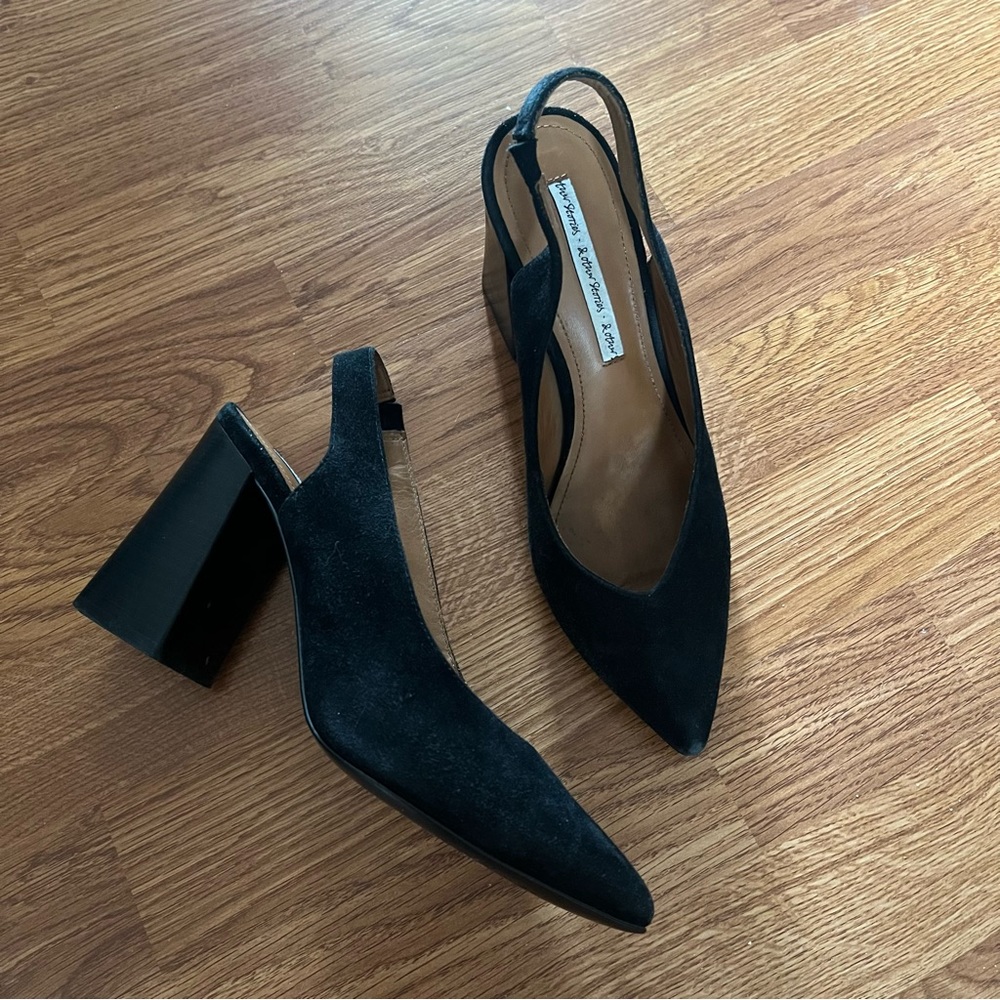 & Other Stories Black Suede Sling Back Heels